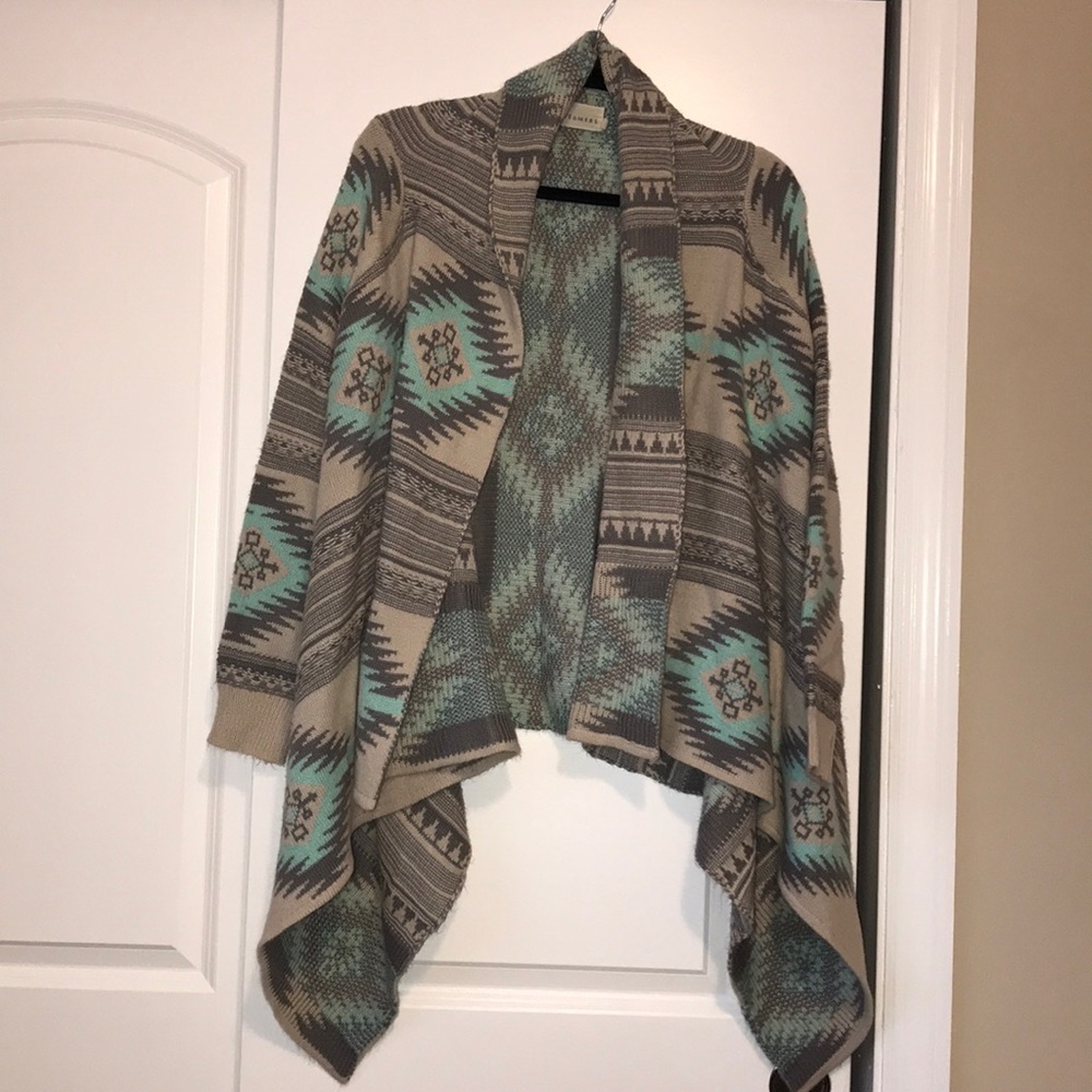 Tribal print tapered sweater